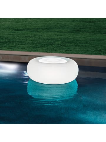 Schwimmender LED Ottomane (rund, 86x33cm) in weiß