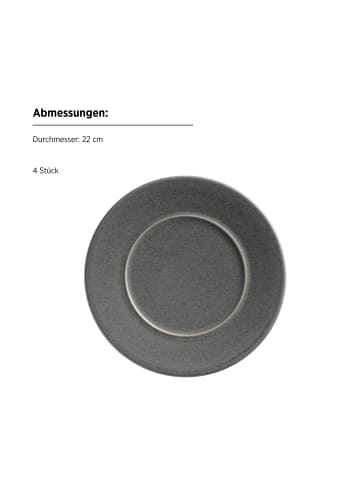Dessertteller Set, Steinzeug Unico in Grau