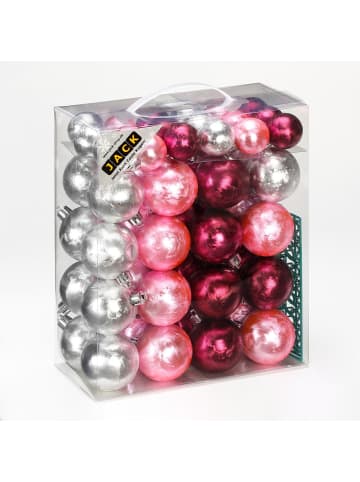 50x Kunststoff Eislack Christbaumkugeln 4 + 6 cm Kugeln in Rosa Bordeaux Silber