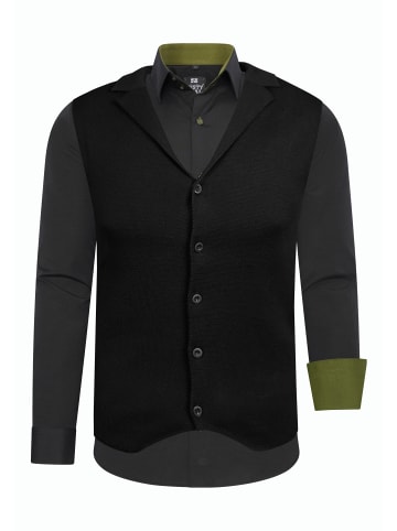 Hemd mit Weste in Schwarz / Khaki