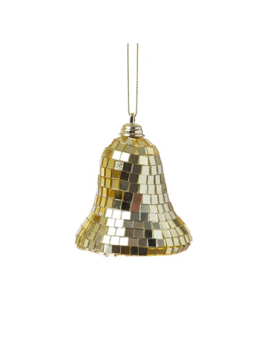 Weihnachtsbaumschmuck Glocke im Discokugel Look H: 8cm gold