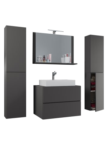5-tlg. Waschplatz Waschtisch Lendas XL Schublade in Anthrazit