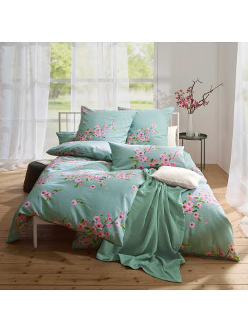 Seersucker Bettwäsche in jade-rosé