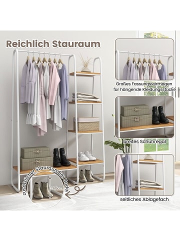 Kleiderständer mit 4 Regalen in Beige