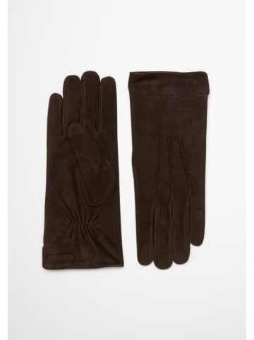 Ziegenleder-Handschuhe mit Fleecefutter in Burnt Coffee