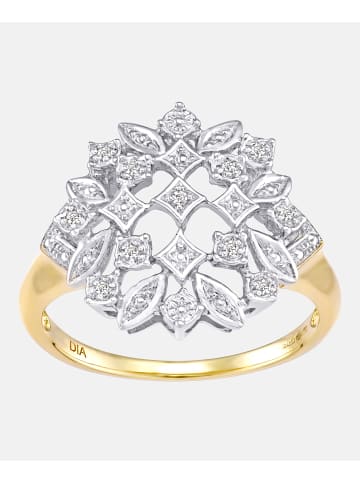 Cluster-Ring aus 375 Gelbgold mit Diamant