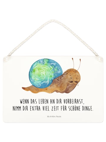 Holzbild Schnecke Sir mit Spruch in Weiß