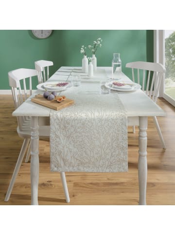 Jacquard, Baumwollmischung, Gewebt Tischläufer Malaga in creme