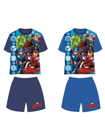 Avengers Kurzarm-Schlafanzug für Kinder 100% Baumwolle, Shortama-Design in Blau