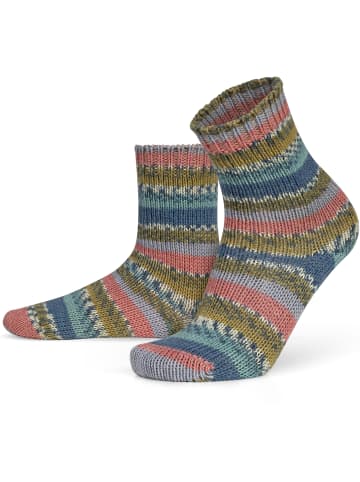 2 Paar Gestrickte Wollsocken Bunt-geringelt in Multicolor