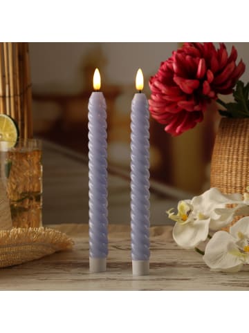 2er Set LED Stabkerzen TWIST Tafelkerzen Echtwachs H: 25cm in flieder