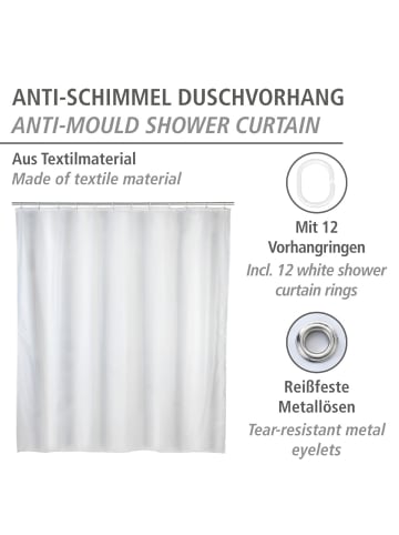 Anti-Schimmel Duschvorhang Uni White in Weiß