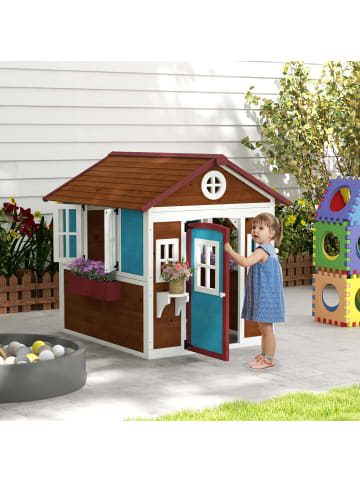 Kinderspielhaus in Kaffee-Braun 126,4L x 114B x 135H cm