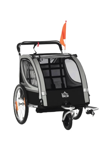 2 in 1 Kinderanhänger in Grau & Schwarz 142L x 75B x 101H cm