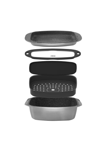 Bräter und Back Set 5-teilig 40x22 cm | mit Deckeln in Anthrazit