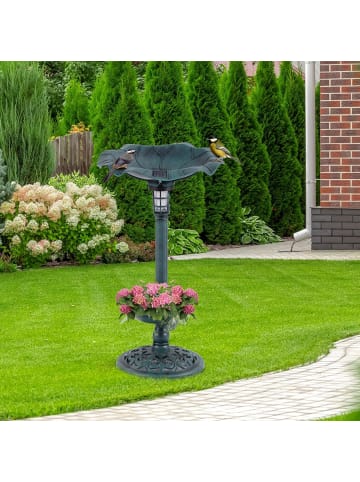 Vogeltränke mit Solarleuchte in Grün