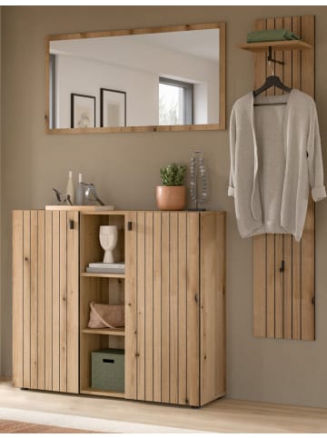 Garderoben-Set Evoke Eiche 3-teilig 152 cm, Flurmöbel mit Rillenoptik