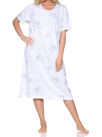 Kurzarm Nachthemd floraler Print in grün
