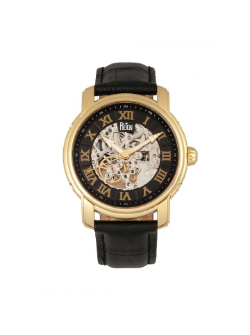 Kahn Automatikuhr mit Skelett-Lederarmband in Gold/Black