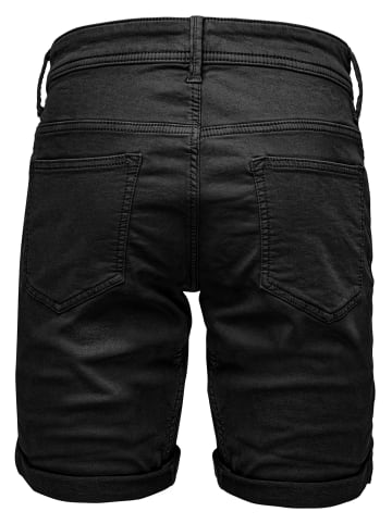 Denim Bermuda Jeans Shorts mit Umschlag A&S in Schwarz