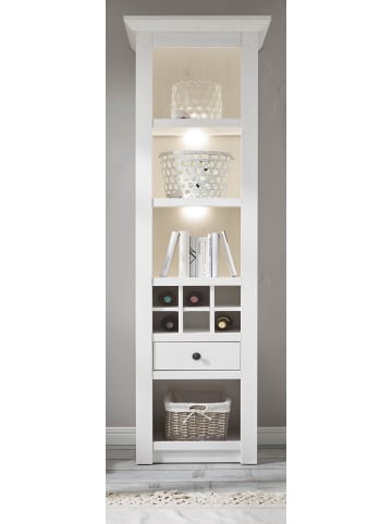 Regal weiß Pinie 58 x 207 cm Landhaus, Vitrine mit Weinregal