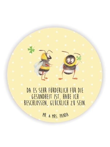 Magnet Hummeln Kleeblatt mit Spruch in Gelb Pastell