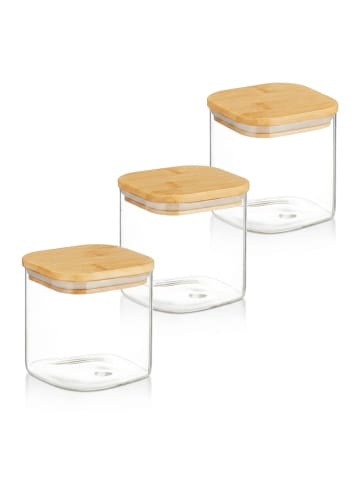 3 x Vorratsglas in Transparent/ Natur - 600 ml