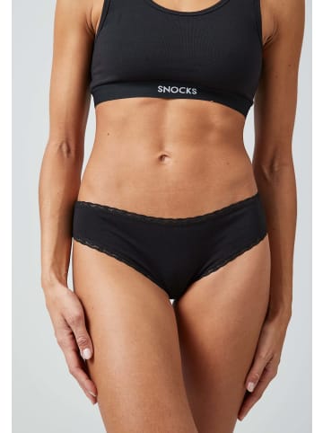 Brazilian Slips mit Spitze aus Bio-Baumwolle Schwarz 3 Stück