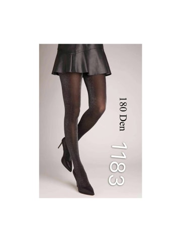 Damen Strumpfhose 180 Den durchsichtig mit Glitzer Baumwollzwickel in Schwarz