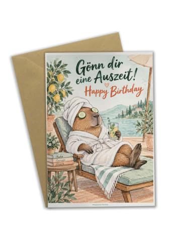 Geburtstagskarte Capybara Entspannt Design mit ... in Weiß