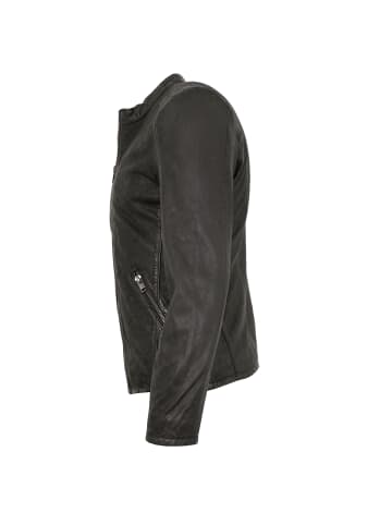 Lederjacke Lammnubuk in Schwarz