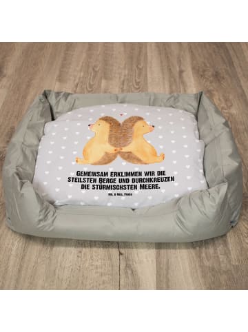 Hundekörbchen Igel händchenhaltend mit Spruch in Grau Pastell