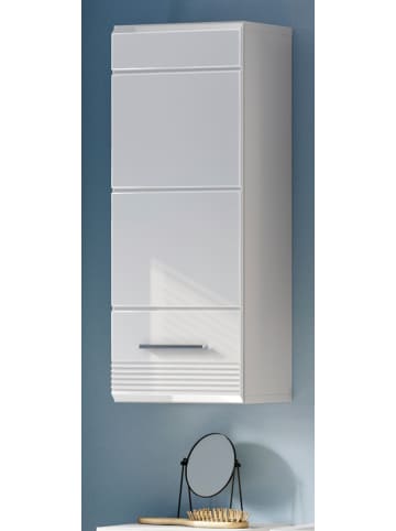 Hängeschrank, weiß Hochglanz, 30 x 77 cm, Badschrank