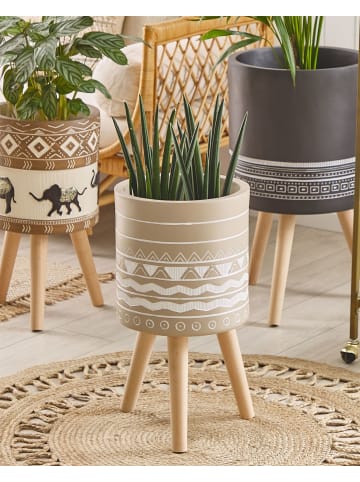 Outdoor Blumentopf MILINA in Beige/Weiß/Braun - (W) 30 x (H) 55 x (L) 30 cm