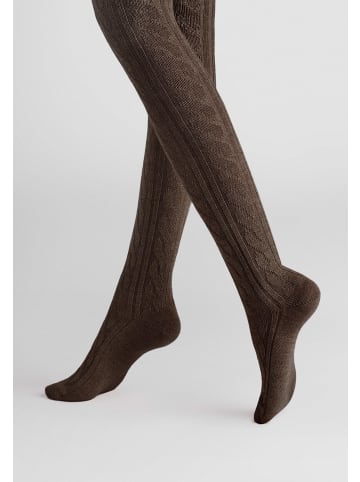 Strickstrumpfhose Winter Plait wärmend in Brownmel.
