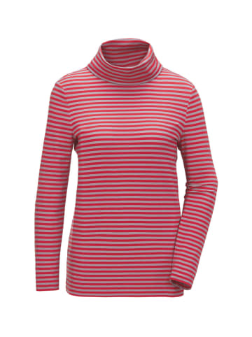 Hautsympathisches Ringelshirt mit Rollkragen in rot / grau / geringelt
