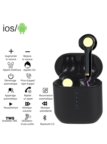 Kabellose Bluetooth-Ohrhörer in Schwarz