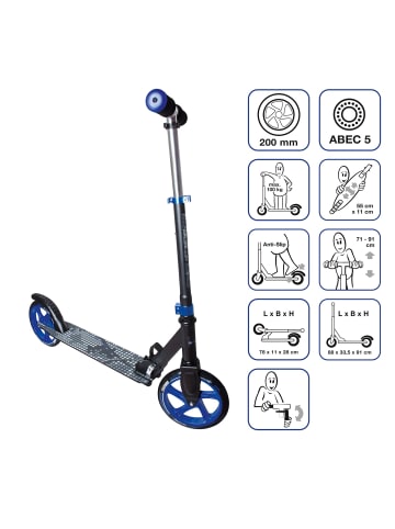 Aluminium Scooter 200 mm in schwarz-blau