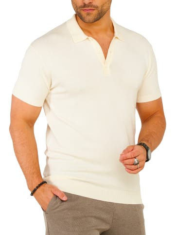 Poloshirt - S2PRELY Basic Kurzarm Polo Hemd Feinstrick in Ecru