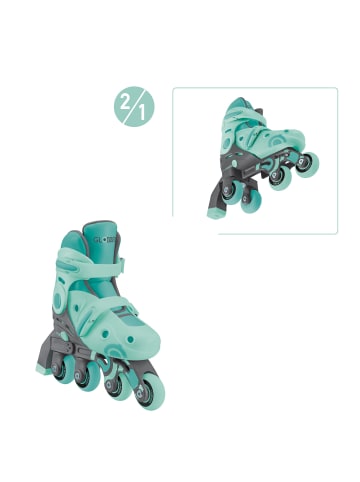 LEARNING SKATES 2in1 verstellbare Rollschuhe und Inlineskates in mint, Gr. 30-33