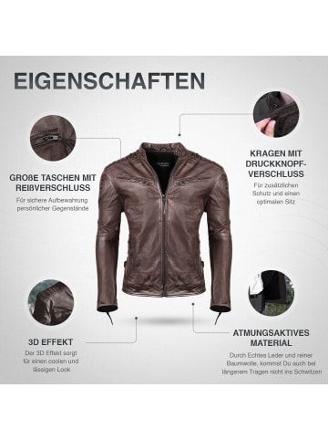Lederjacke Übergangsjacke Biker Look Echtleder D2 in Braun