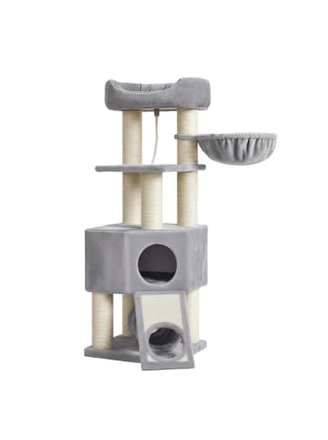 Katzenbaum Clawfy in Hellgrau-Naturfarben - (B)50 x (H)141 x (T)50 cm