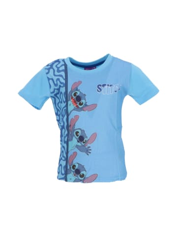 Lilo & Stitch kurzärmeliges Kinder T-Shirt aus weicher Baumwolle in Blau