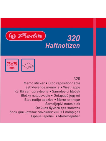 Haftnotizen 75x75mm Packung mit 400 Blatt intensivfarben (pink, gelb, ...