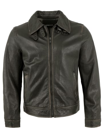 Lederjacke Neuseeländisches Lammnappa in Schwarz-Beige