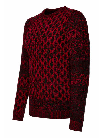 Used-Look Karomuster Rundhals-Pullover in Rot