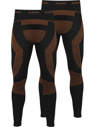 2 x Thermounterhose Lange Skiunterwäsche für Herren in Orange/Schwarz