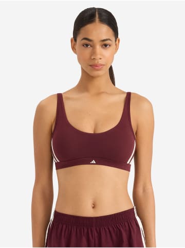 Bralette Sport Active Essentials Cotton 3 Stripes in maroon