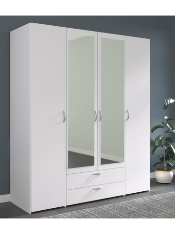 Kleiderschrank mit Spiegel weiß 160 cm Drehtürenschrank 4-türig