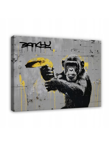 Leinwandbild Banksy in Grau